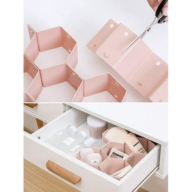 Pink Drawer Organizer,Sock Organizer,Makeup Drawer Organizer,Underwear  Drawer Organizer,8pcs DIY Plastic Honeycomb Drawer Dividers Organizer for