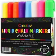 Creatov Liquid Chalk Washable Markers, 8 Colors, Neon & White, Safe & Easy to Use, Non-Toxic