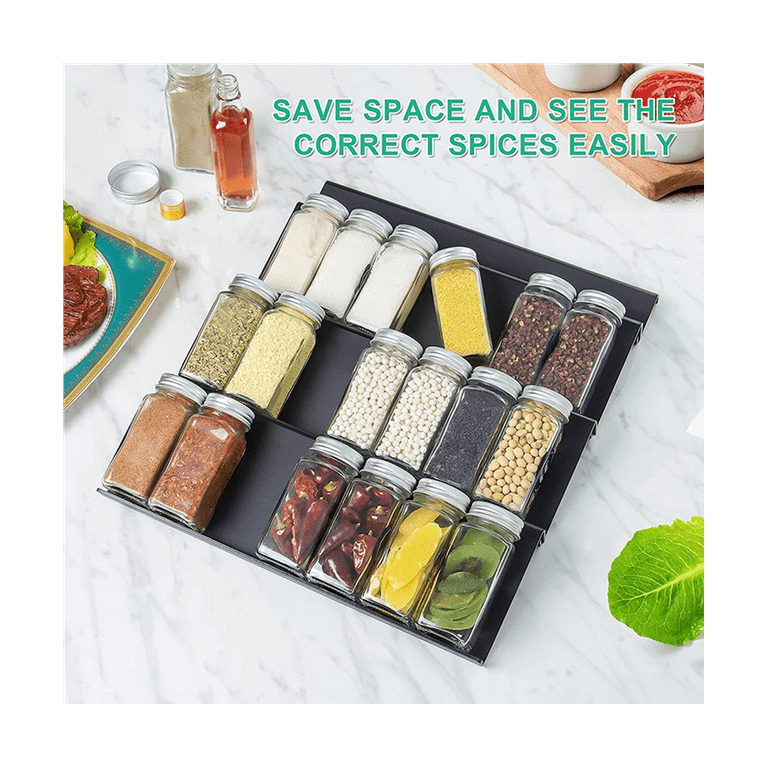 Adjustable Spice Rack, Expandable Plastic Tray Drawer Organizer 12 to 24  Stackable Tray, 4 Slanted Tier Spice Storage Organizer Insert, for Spice  Jars, Vitamins, Seasonings Kitchen Drawer Cabinet price in Saudi Arabia