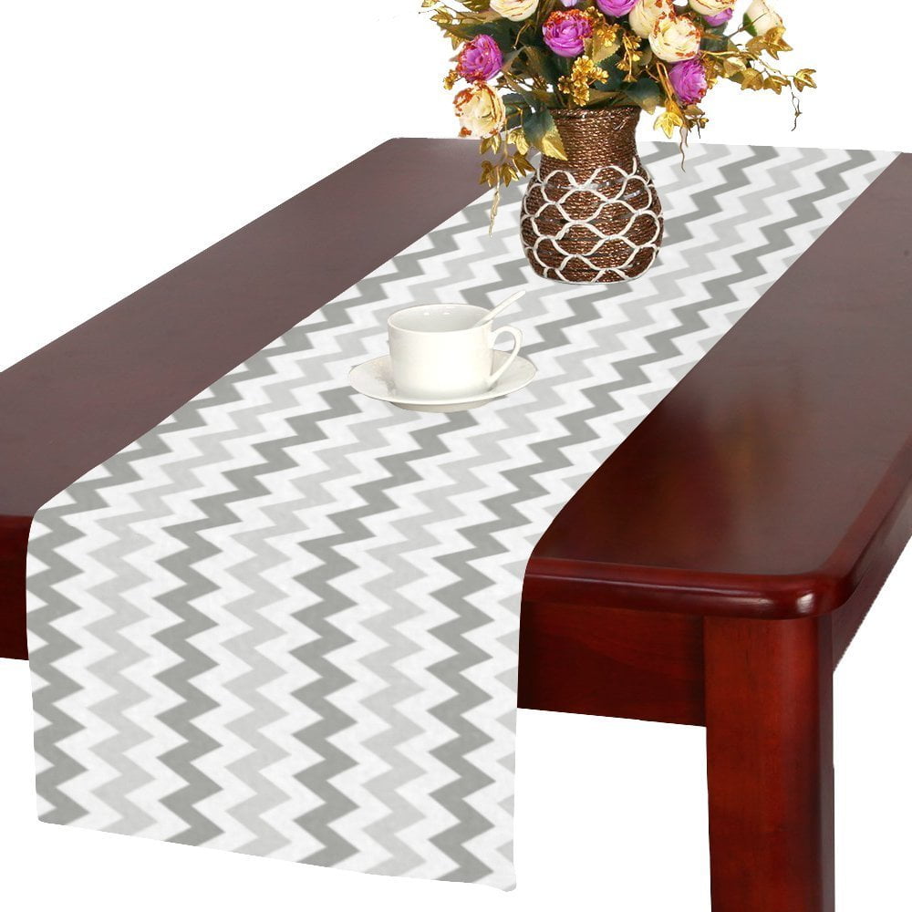MYPOP Light Gray Retro Chevron Long Table Runner 16x72 incheses