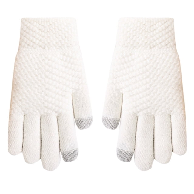 AWZXDE Womens Gloves Knitted Wool Screen Plus Velvet Thickened Solid Color Cold Proof Warm