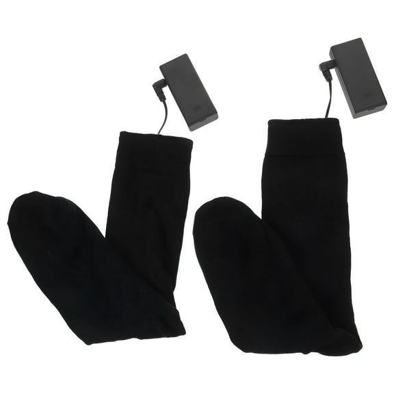 TELOLY Battery Operated Heated Thermal Socks for Winter Warmth Black Cotton Knee High Size Fits Most