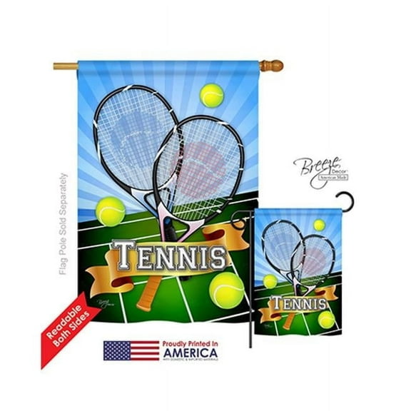 Breeze Decor 09002 Sports Tennis 2-Sided Vertical Impression House Flag - 28 x 40 in.
