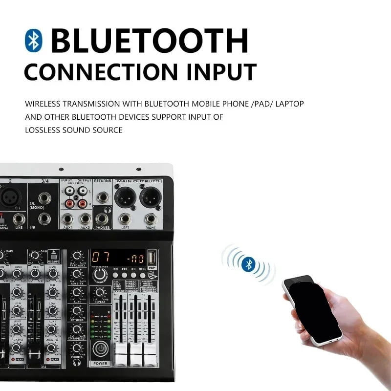 Mixer Sound 2x Mono Stereo Input 4 Channel Digital Mixing Console for DJ Stage