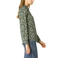 thumbnail image 5 of INSPIRE CHIC Valentine's Day Women's Button Down Shirt Ditsy Floral Long Sleeve Point Collar Office Top L Dark Green, 5 of 9