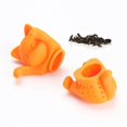 thumbnail image 4 of Colador de té de silicona BRI forma de gato naranja, 4 of 4