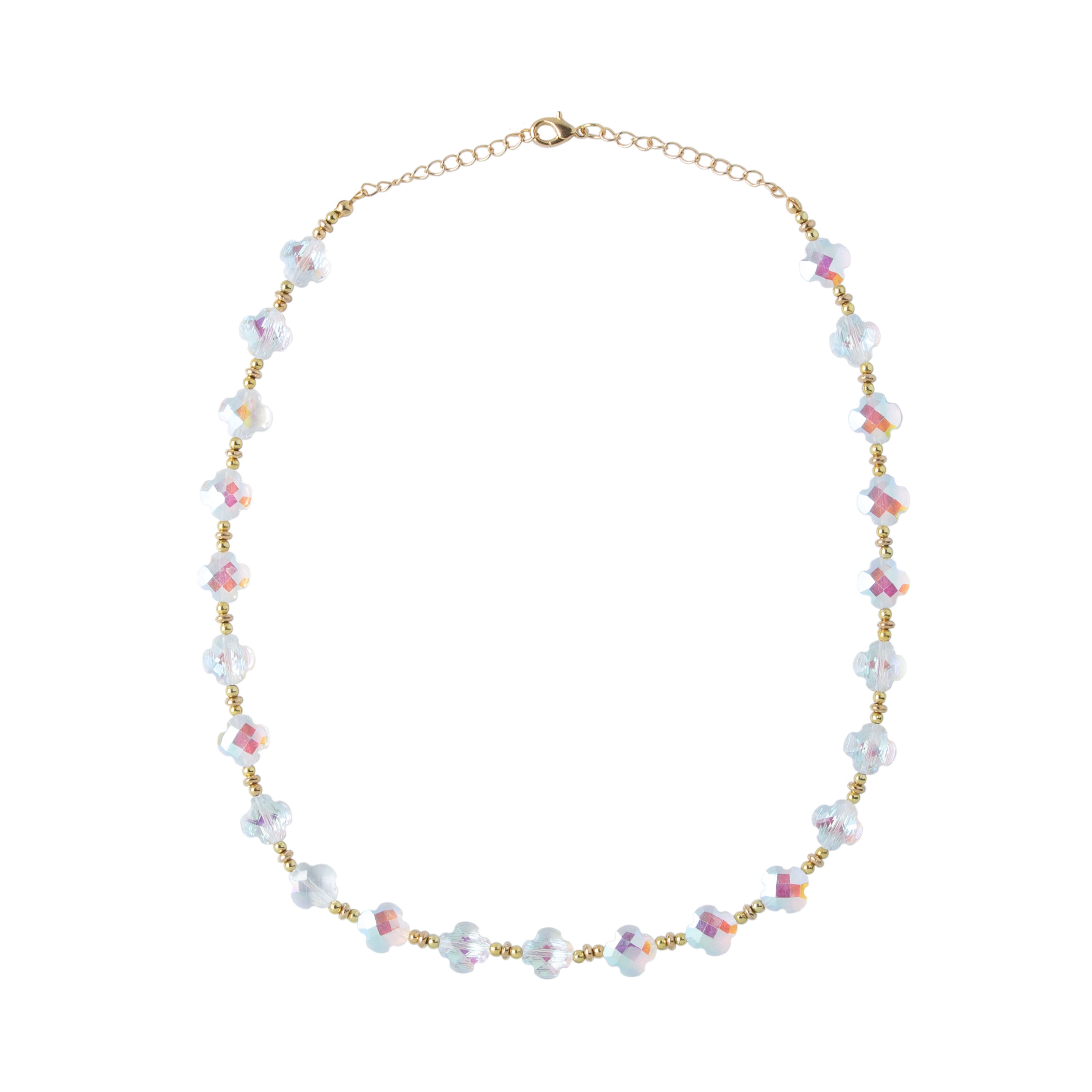 The Beadery Craft Products DIY 2-Strand Crystal AB Glass Quatrefoil Beads, 7in. Adult.