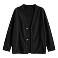 thumbnail image 4 of Qgtaibl Womens Button Down Blouse Corduroy V Neck Long Sleeve Shacket Jackets Fall Loose Fit Casual Cardigan Tops Black L, 4 of 5