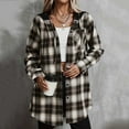 thumbnail image 4 of DeHolifer Women's Jacket Flannel Plaid Shacket Long Sleeve Button Down Shirts Jacket Coats Black S, 4 of 6