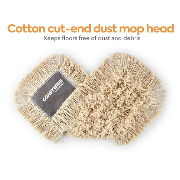 Staples Coastwide Professional Cut-End Dust Mop Head Cotton 18" x 5" White 3/Pack CW56752