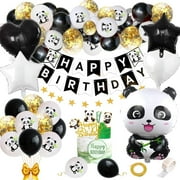 1st Birthday Party Decoration, Rainbow Number 1 Birthday Balloons, Happy Birthday Banner, Latex Balloon, Star Foil Balloons, Panda Balloon