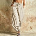 thumbnail image 6 of Womens High Waist Harem Pants Casual Solid Color Loose Fit Baggy Lantern Long Pants with Pockets, 6 of 6