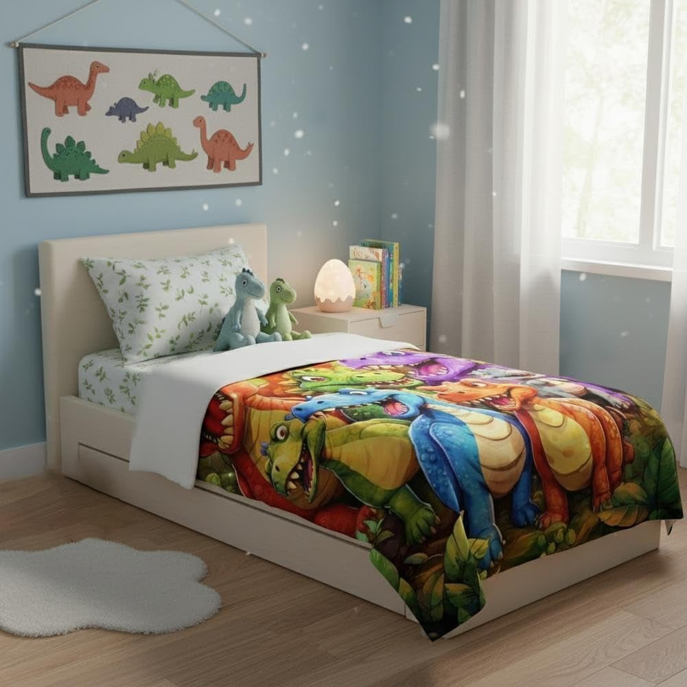 Upgraded Thickened 3D Dinosaur Blanket for Boys Girls, 4 Sizes Cute Smiling Dinosaurs HD Digital Print Flannel, Cartoon Dinosaur Throw Blanket, Soft/Warm/All Season Fleece Throw Blankets