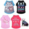 thumbnail image 1 of 4 Pieces Dog Shirts Printed Puppy Shirts Pet Clothes Comfortable Puppy Tee Shirts Breathable Dog Sweatshirt Pet Apparels for Small and Medium Dogs Cats (Classic Pattern, L), 1 of 7