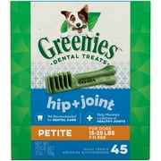Greenies Hip and Joint Petite Dental Dog Treats, 27 oz Pack (45 Treats)