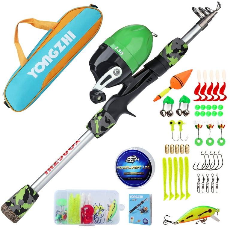 Widden 2 Pack Kids Fishing Pole, Portable Telescopic Kids Fishing Poles Set for Boys and Girls, Fishing Rod and Reel Combo Kit with Tackle Box, and F