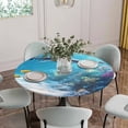 thumbnail image 5 of Shark Coastal Round Tablecloth for 36-44 Inch Tables, Fitted Table Cover with Elastic Edge, Summer Beach Coral Ocean Nautical Waterproof Outdoor Table Cloth Protector for Patio Garden Dinner Picnic, 5 of 9