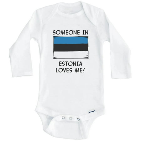 

Someone In Estonia Loves Me Estonian Flag One Piece Baby Bodysuit (Long Sleeve) 0-3 Months White