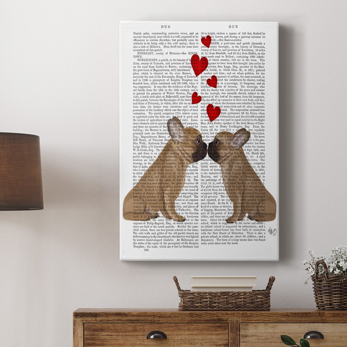 French Kiss and Hearts Premium Gallery Wrapped Canvas - Ready to Hang