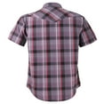 thumbnail image 4 of Coevals Club Mens Pearl Snap Plaid Western Cowboy Button Up Short Sleeve Shirts Purple Red Black 23 Medium, 4 of 7