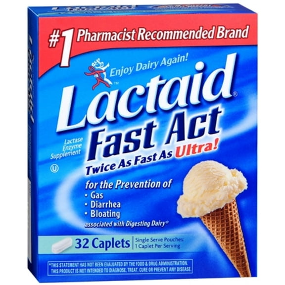 LACTAID Fast Act Caplets 32 Caplets (Pack of 2)