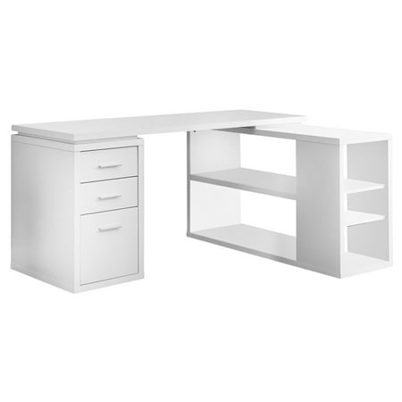 Monarch L Shaped Contemporary Home Office Computer Desk with Drawers, White