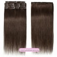 thumbnail image 2 of Benehair 100% Real Remy Human Hair Extensions Clip In 7 Pieces Full Head Soft Hair Straight Women Brown 15"-22" US, 2 of 9