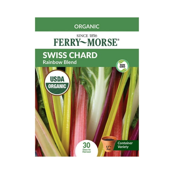 Ferry-Morse Organic 700MG Swiss Chard Rainbow Blend Biennial Vegetable Seeds, Full Sun