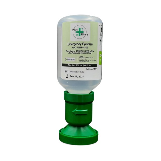 Botella de lavado de ojos estéril con solución salina Plum Plus Rinse 200 ml (x10)