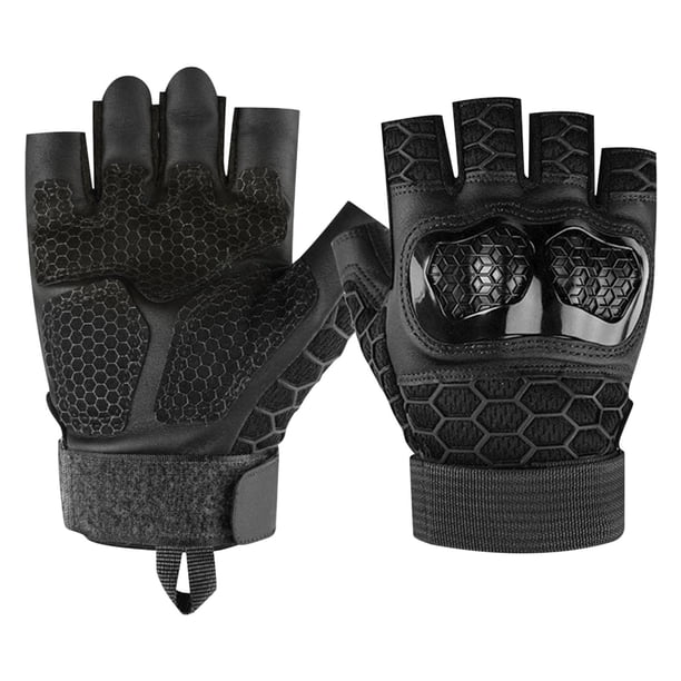 Wmhnj Guantes de motocicleta con pantalla tctil, unisex, de medio dedo, para carreras de carretera, motocross, ciclismo, caza al aire libre, con agarre antideslizante y correa de muñeca