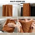 thumbnail image 5 of Sm:)e 2PC Dahlia three Dimensional Floral Jacquard Towel 13x30 Inches, 100% Cotton Quick-Dry High Absorbency Luxury Bath Towel, Camel, 5 of 8