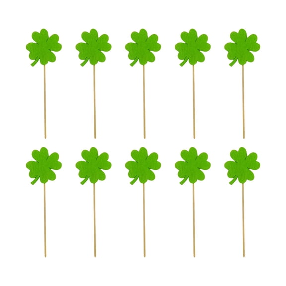 JoyMoreHome 10Pcs Cupcake Toppers, Glitter Four Leaf Clover Cupcake Picks, Shamrock Cupcake Toppers, Lucky One Birthday Decorations Wedding Party Cake Decorations