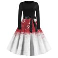 thumbnail image 2 of Christmas Dresses for Women Women's Christmas Printed Long Sleeve Round Neck Plus Size Evening Prom Dresses for Formal Christmas Party,Vermilion,L, 2 of 5