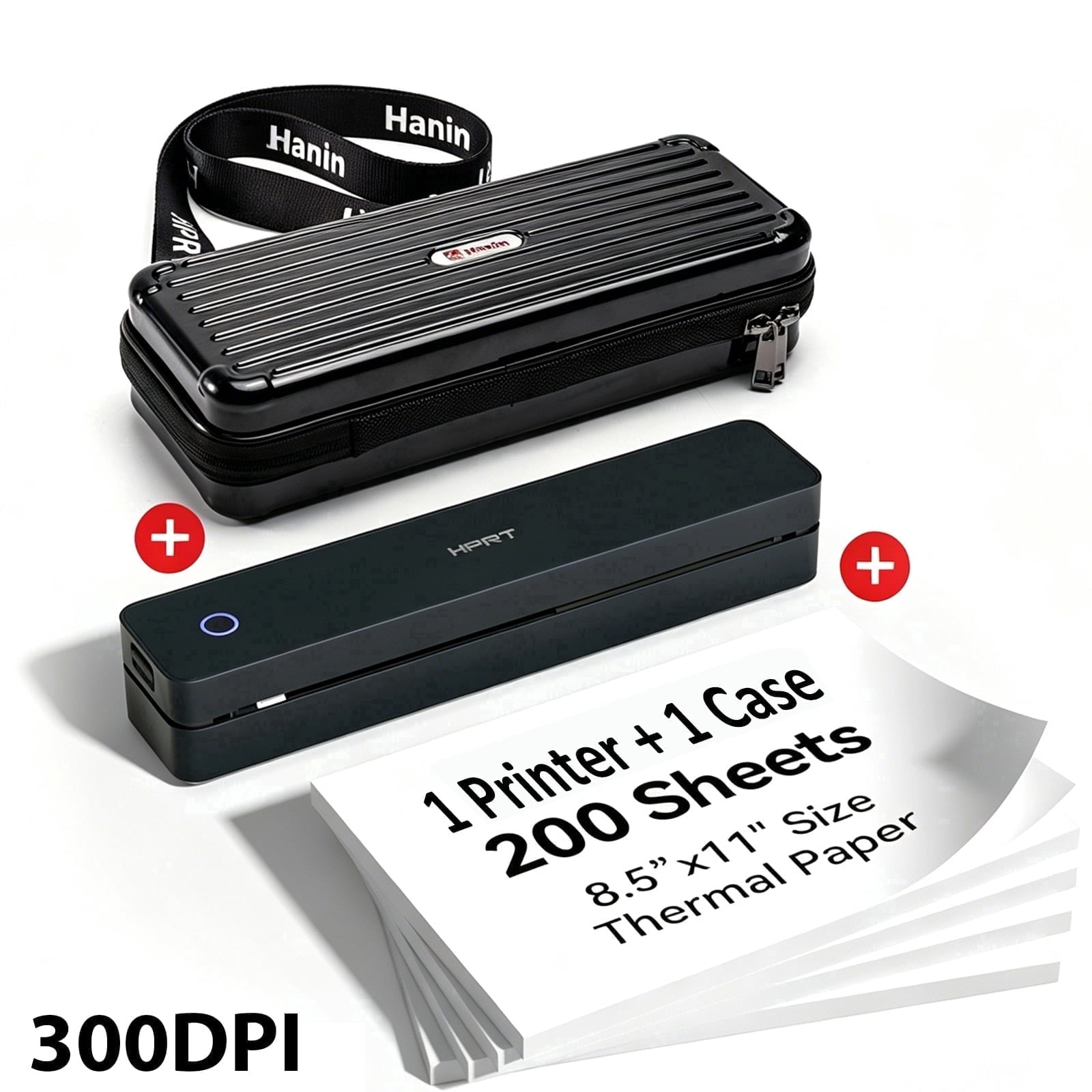 HPRT MT610Pro 300DPI Wireless Portable Thermal Printer Bundle, Inkless Bluetooth Printer with Carrying Case & 200 Sheets Letter Paper, Supports 8.5" x 11", for Home, Office & Travel
