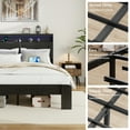thumbnail image 2 of King Bed Frame with Storage, LED Headboard, USB Ports, & Dark Black Wood Platform - Bedroom Furniture, King Size, Noise-Free, Easy Assembly, 2 of 7