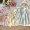 thumbnail image 5 of LYMAYTER Kids Girls Cotton Dresses Toddler Short Sleeve Embroidery Princess Dress Baby Summer Lace Sundress Dresses for 1-7 Years, 5 of 9