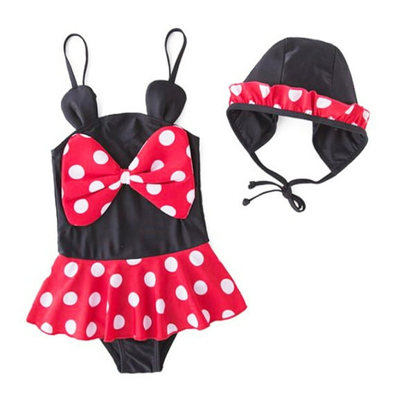 Styles I Love Little Girls Polka Dots Big Bow One-Pieces Swimsuit Bathing Suit Beach Pool Swimwear (120/5-6 Years)