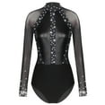 thumbnail image 3 of TiaoBug Womens Sparkling Rhinestones Gymnastics Leotards with Shorts Dance Outfits Figure Skating Unitards Black M, 3 of 7