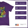 thumbnail image 4 of Tee Hunt Stare of The Wolf T-Shirt Dean Russo Colorful Neon Animal Men's Tee, Purple, 4X-Large, 4 of 5