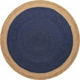 thumbnail image 2 of 7 Ft Round Inner Navy Blue Jute Area Rug | Handmade | Solid Farmhouse Design | Natural Jute Rug for Living Room | Dining Room | Bedroom | Kitchen | Hallway | Entryway, 2 of 5