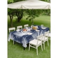 thumbnail image 4 of Outdoor Tablecloth with Umbrella Hole for Patio/Picnic/Party/Camping, Navy Blue Palm Leaves Coastal Waterproof Table Cloth Rectangle Table Cover Washable, Summer Tropical Botanical (52"x 70"), 4 of 9