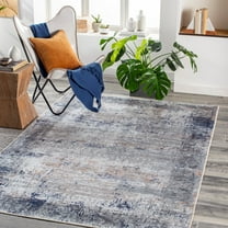 Livabliss Washable Rugs for Living Room, 5x7 Tahmis Traditional Dark Blue Area Rug, Bedroom Dining Room Home Decor Stain Resistant Carpet (5'3" x 7'3")