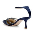 thumbnail image 4 of XYD Women Elegant Kitten Heel Ankle Strap Pumps Pointed Closed Toe Gemstone Crystal Wedding Evening Shoes Size 7.5 Navy, 4 of 4