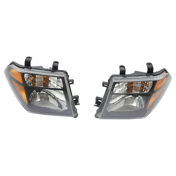2005-2007 Nissan Pathfinder Halogen Headlights Set, Left and Right, Clear Lens, H4 High and Low Beam,  Black Housing
