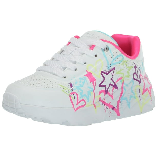Zapatillas Skechers Uno Lite-My Drip para niños y niñas, color blanco/menta