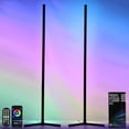 thumbnail image 1 of Oizuon Lot de 2 Lampes sur Pied d'Angle – Lampe RVB de 57 Po de Hauteur, Éclairage d'Ambiance Moderne avec 88 DEL, Contrôle par Application Bluetooth et Base Robuste pour un Fonctionnement Sans Effort S, 1 of 7