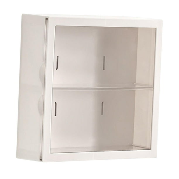 Vitrina transparente de 2 capas, estante de pared con puerta, vitrina de mostrador Blanco