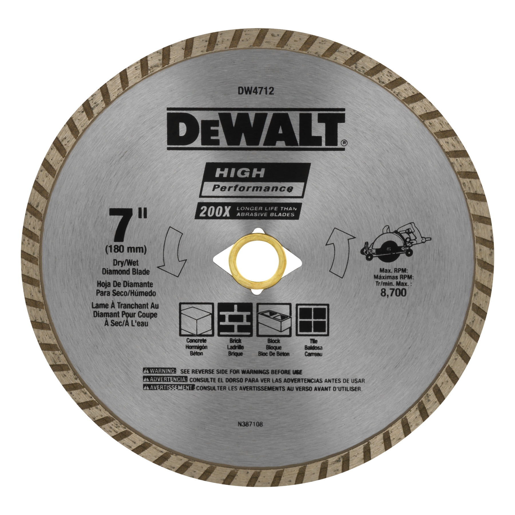 Dewalt 7" HP Dry/Wet Diamond Blade, 1.0 CT