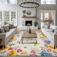 thumbnail image 4 of Spring Wildflowers Area Rug 5x8 Washable Rug Non Slip Watercolor Tulip Floral Leaf Plant Beige Large Area Rug Soft Stainresistant Indoor Floor Carpet for Living Room Bedroom Home Office Dining Room, 4 of 8