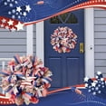 thumbnail image 6 of Peacheart 16inch 4th of July Patriotic Wreath for Front Door, Rustic Stars Stripes Bow Fabric Wreath with American Flag Star Wooden Sign for Independence Day Memorial Day Farmhouse Home Decor, 6 of 7
